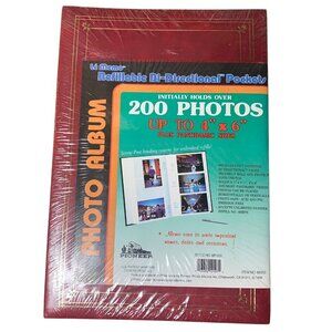 Vintage Photo Album Pioneer Le Memo Refillable Pockets Gold Red Leather Style